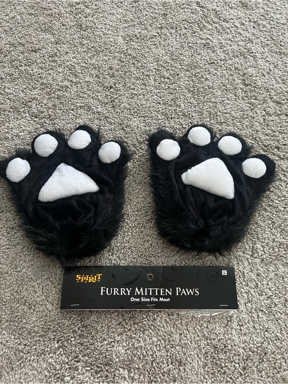 Furry Mitten Black and White Cat Paws